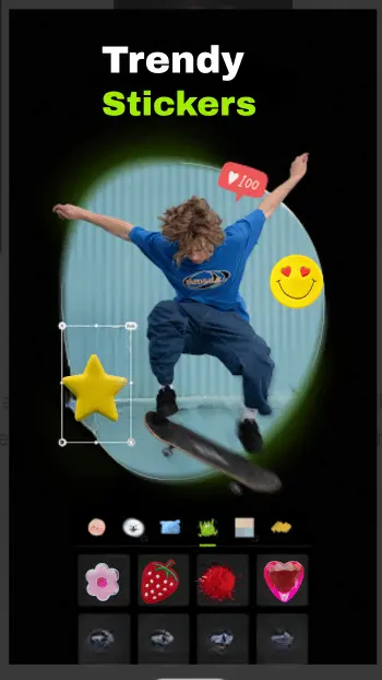 Hypic trendy stickers editing screenshot